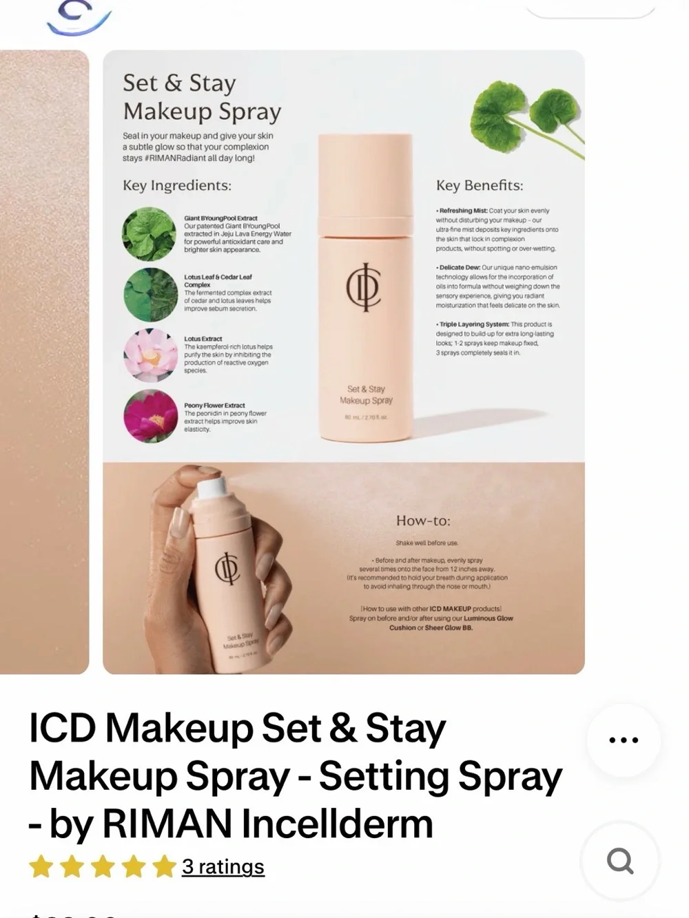 iDC Riman Skincare Set and stay makeup Spray